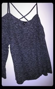 Strappy cold shoulder light sweater